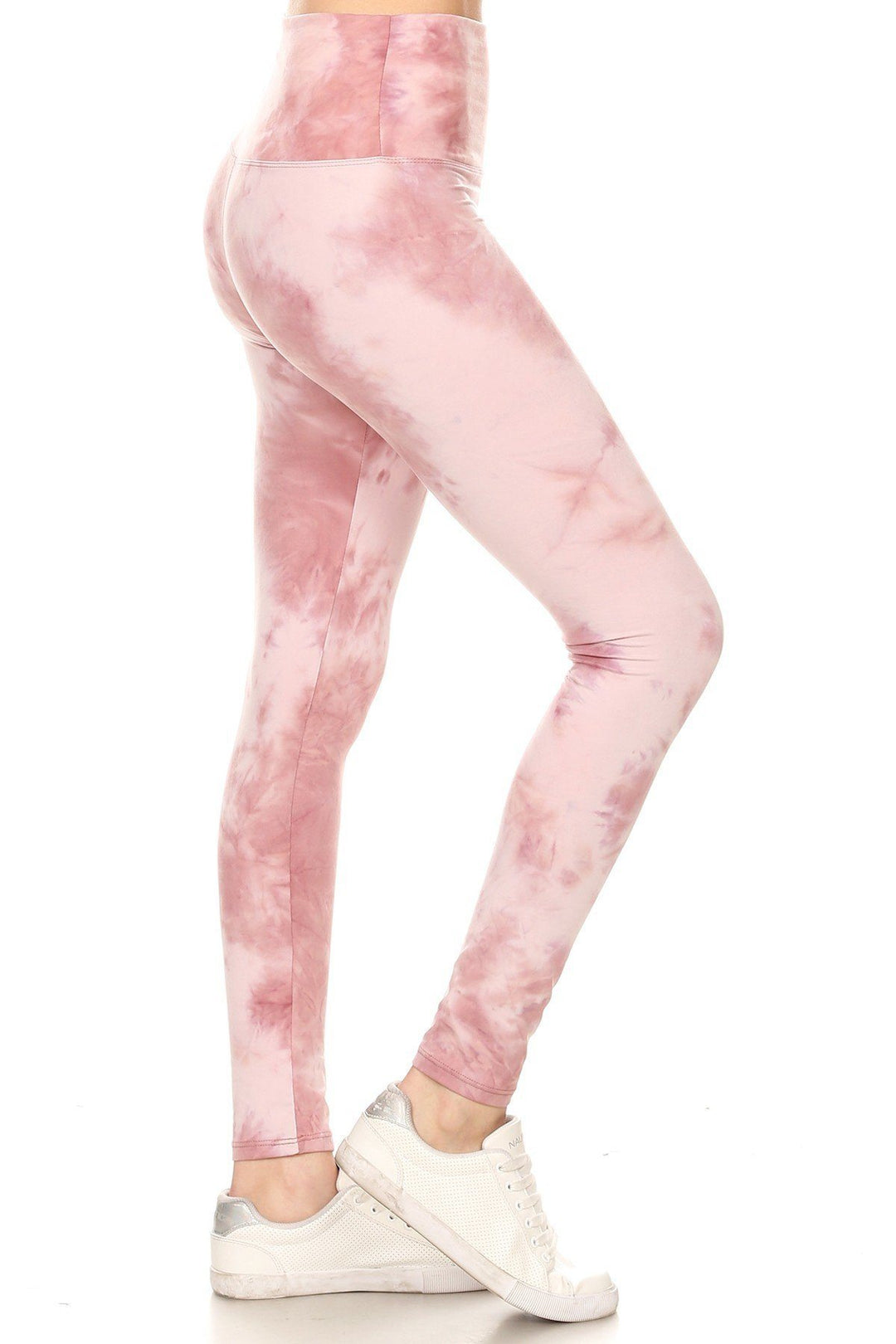 5-inch Long Yoga Style Banded Lined Tie Dye Printed Knit Legging With High Waist.