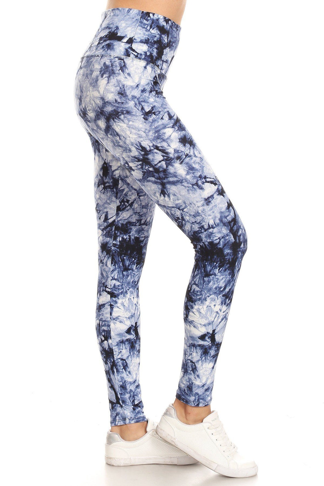 5-inch Long Yoga Style Banded Lined Tie Dye Printed Knit Legging With High Waist