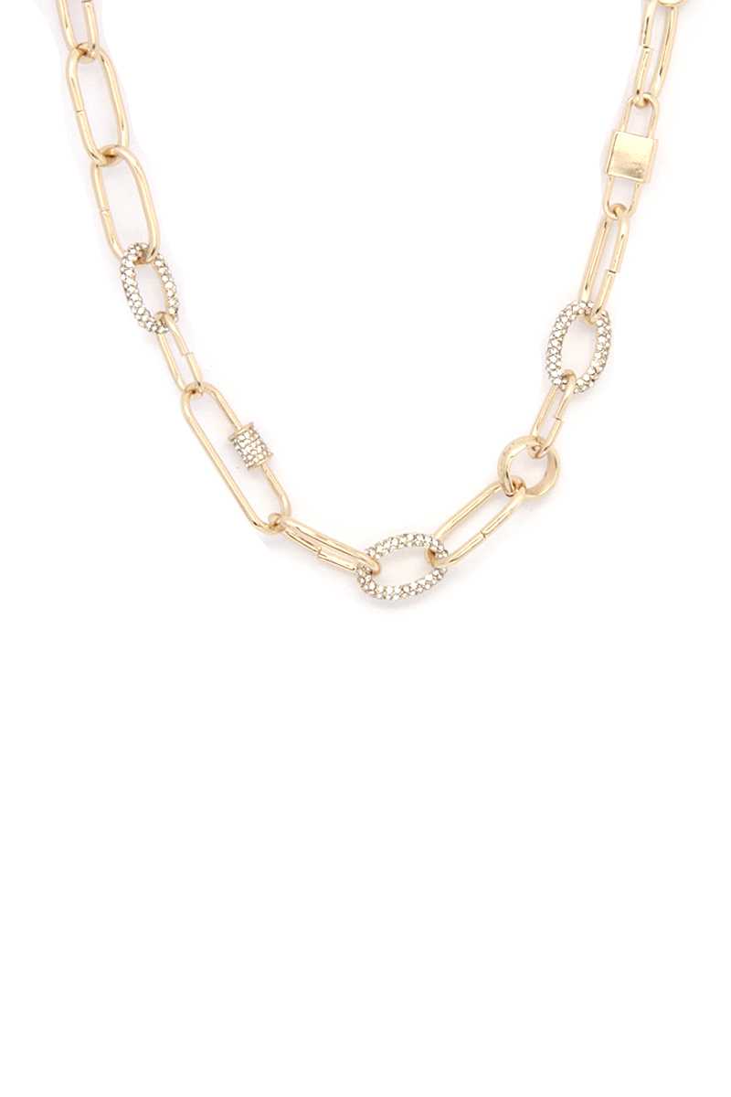 Rhinestone Oval Link Necklace