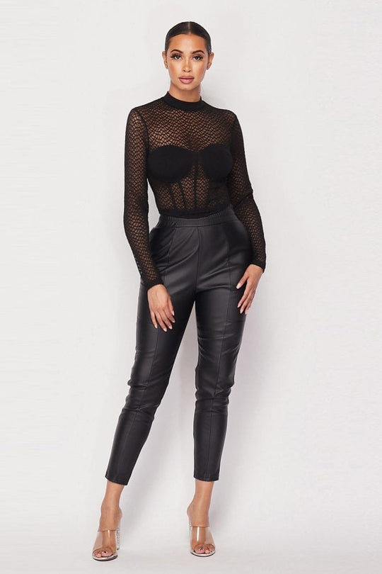 Sexy Mesh Mock Neck Top