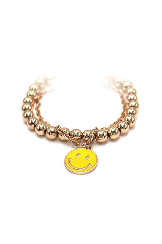 Fashion Smiley Face Metal Bead Bracelet