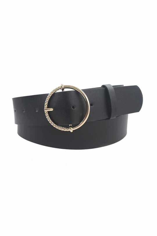 Half Textured Circle Buckle Belt