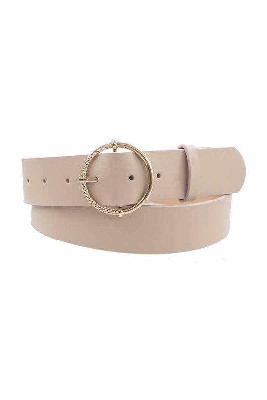 Half Textured Circle Buckle Belt