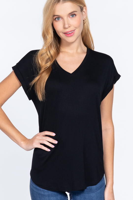 Dolman Slv V-neck Rayon Jersey Top