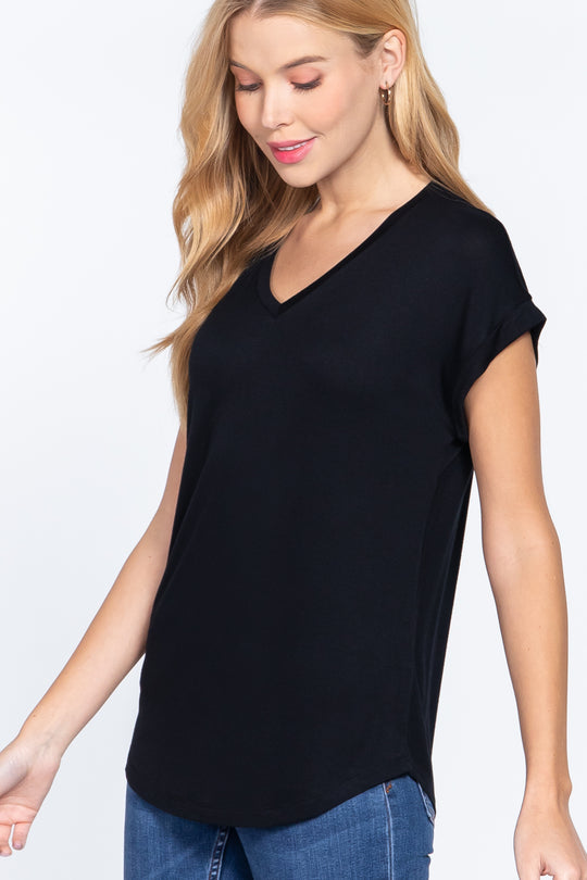 Dolman Slv V-neck Rayon Jersey Top