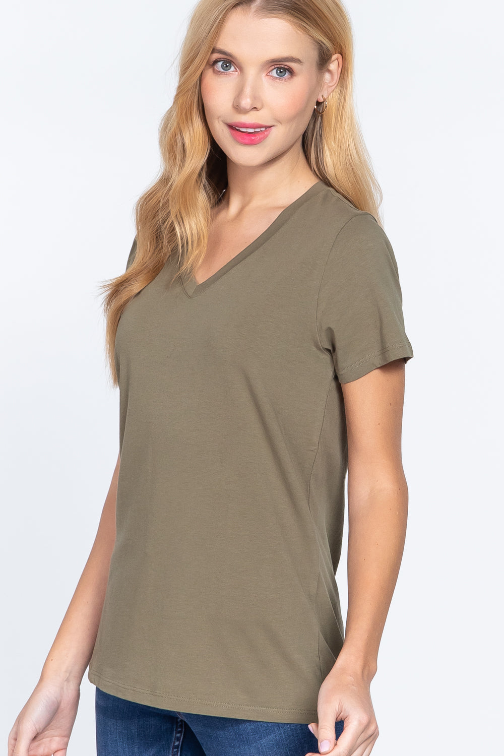 Short Sleeve V-neck Boxy Tee