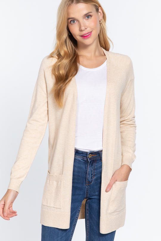 Raglan Slv Open Sweater Cardigan