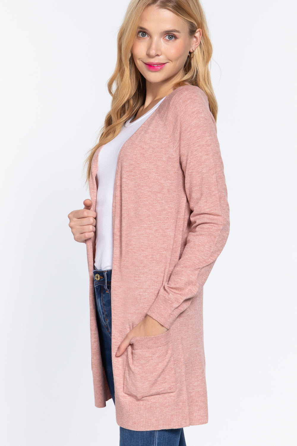 Raglan Slv Open Sweater Cardigan