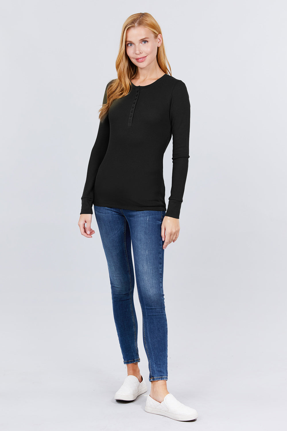 Long Slv Henley Thermal Top