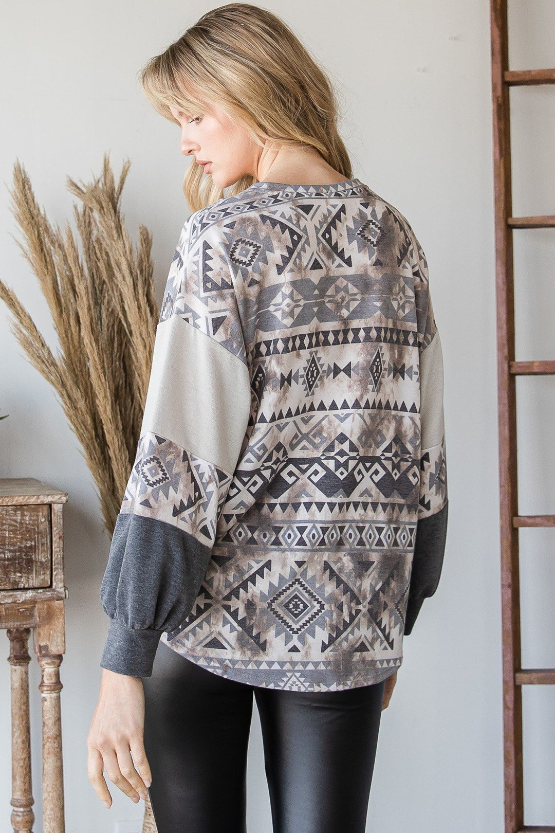 Beautiful Aztec Print Long Sleeve Sweater