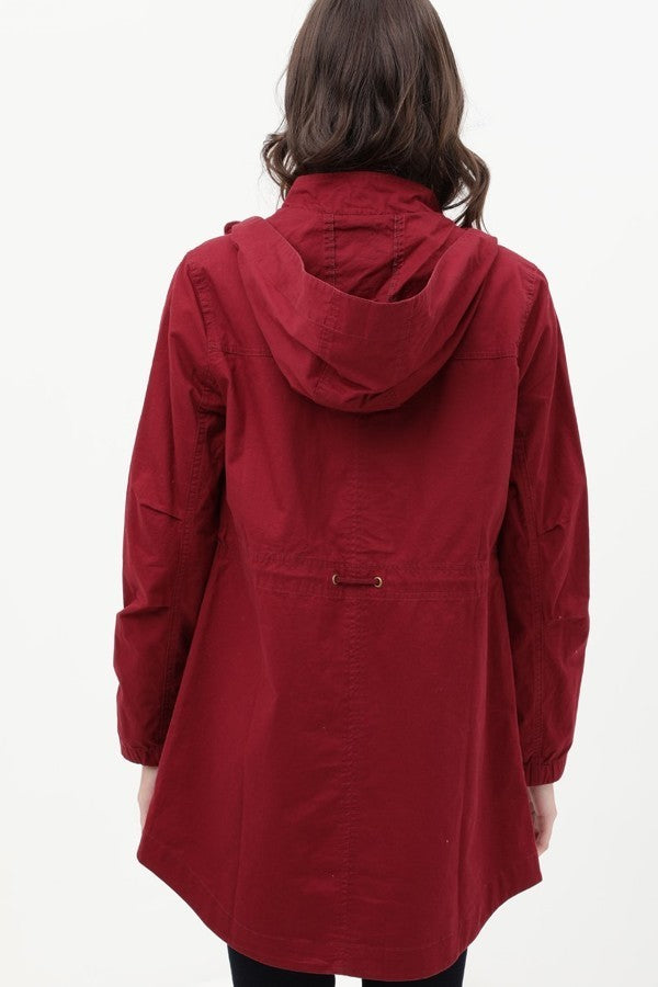 Long Line Hooded Utility Anorak Jacket Coat