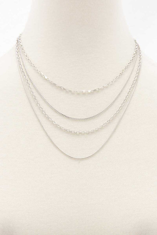 Metal Chain 4 Layer Necklace