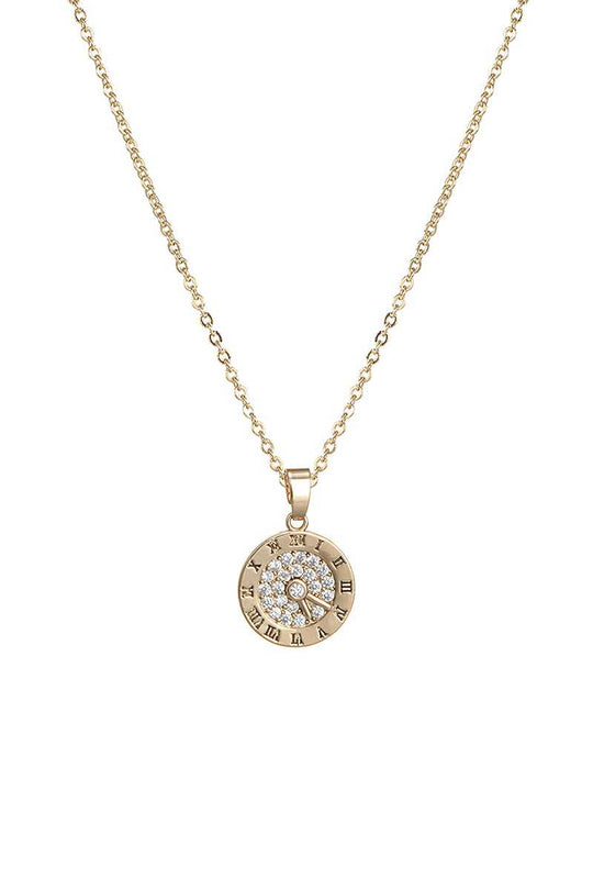 Crystal Clock Round Necklace