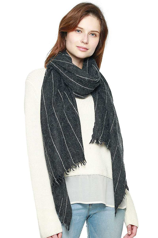 Wool Blend Stitch Lined Long Scarf