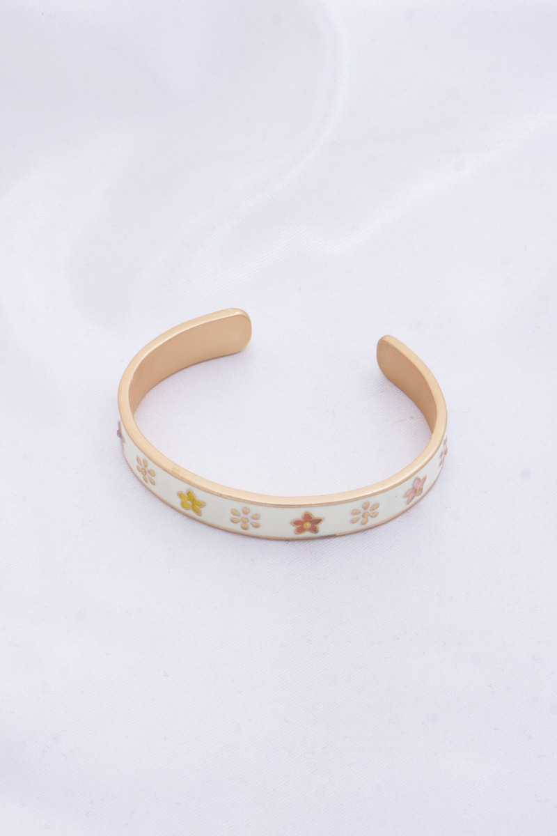 Flower Pattern Metal Cuff Bracelet