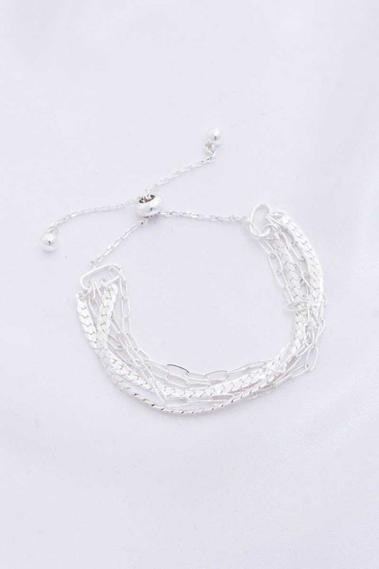 Flat Snake Chain Oval Link Slide Metal Bracelet