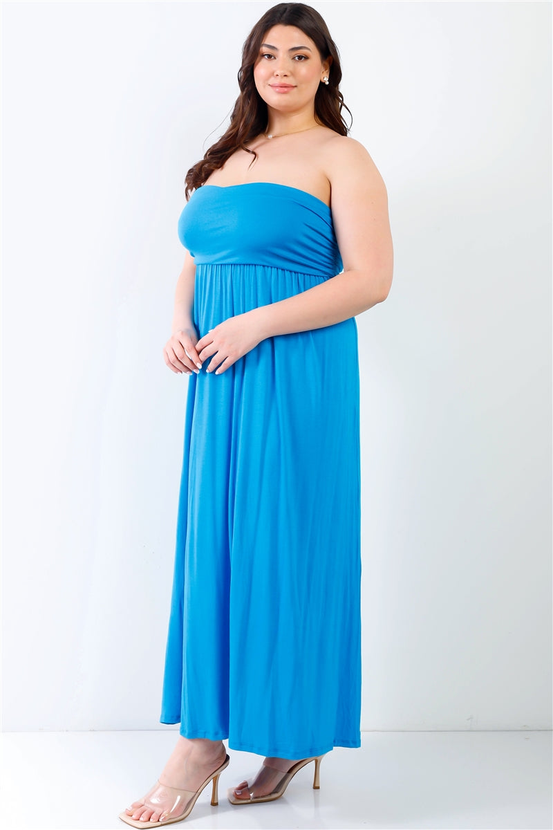 "mermaid" Plus Blue Sleeveless Maxi Dress