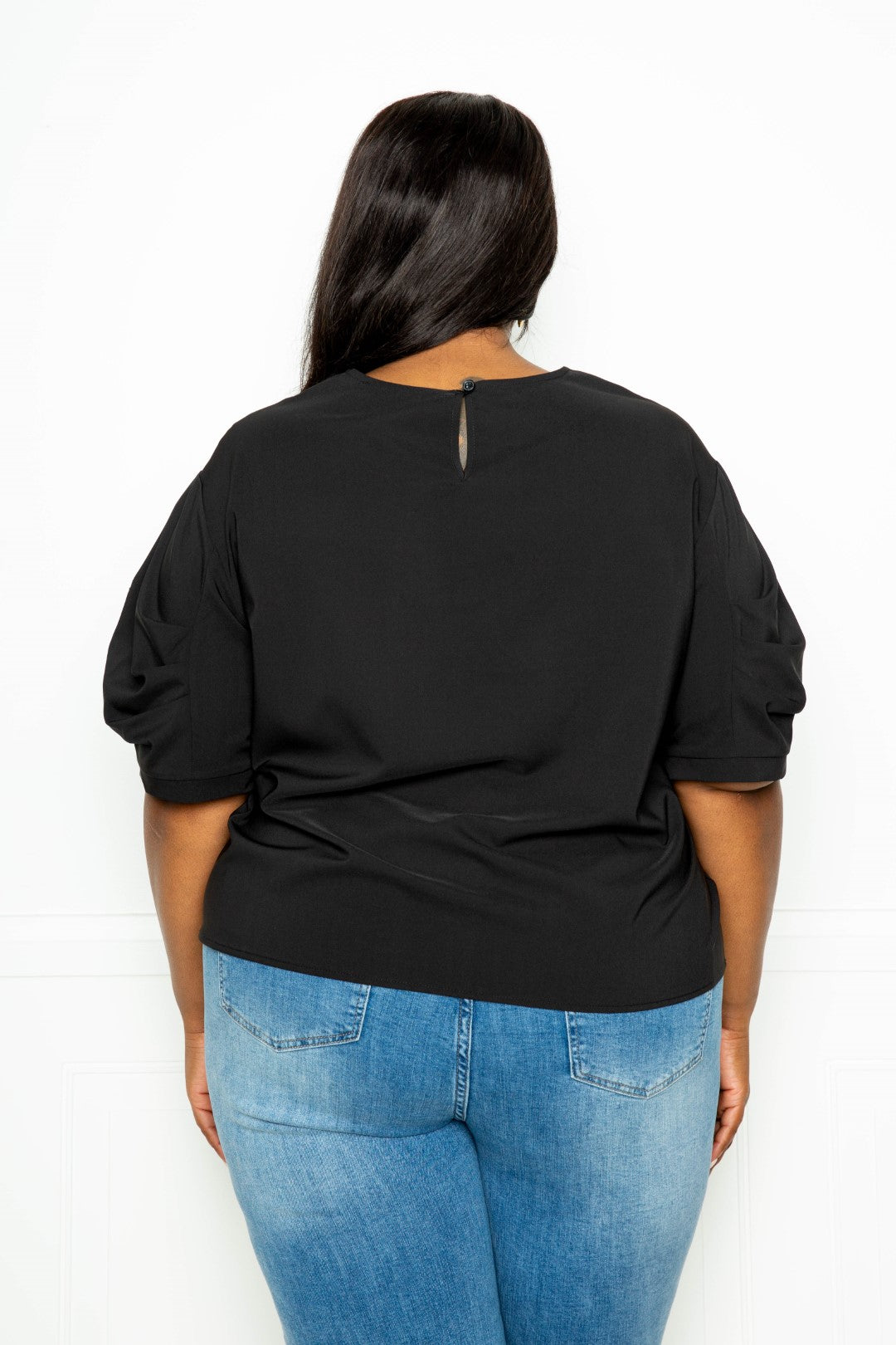 Ruched Puff Sleeve Blouse Top