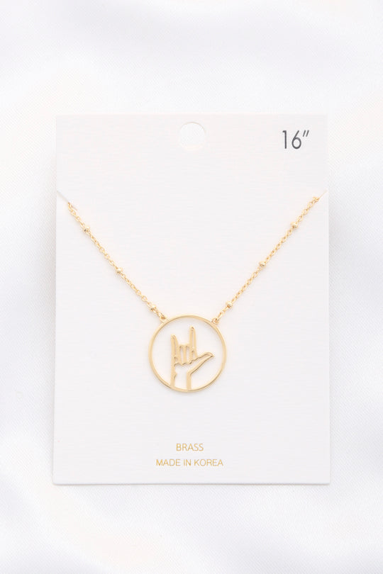 Open Peace Hand Sign Necklace