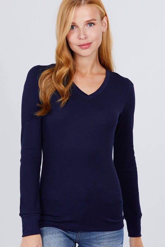 Long Slv V-neck Thermal Top