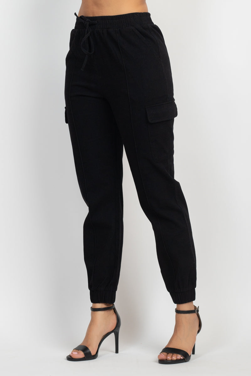 Solid High-rise Pocketed Jogger Pants