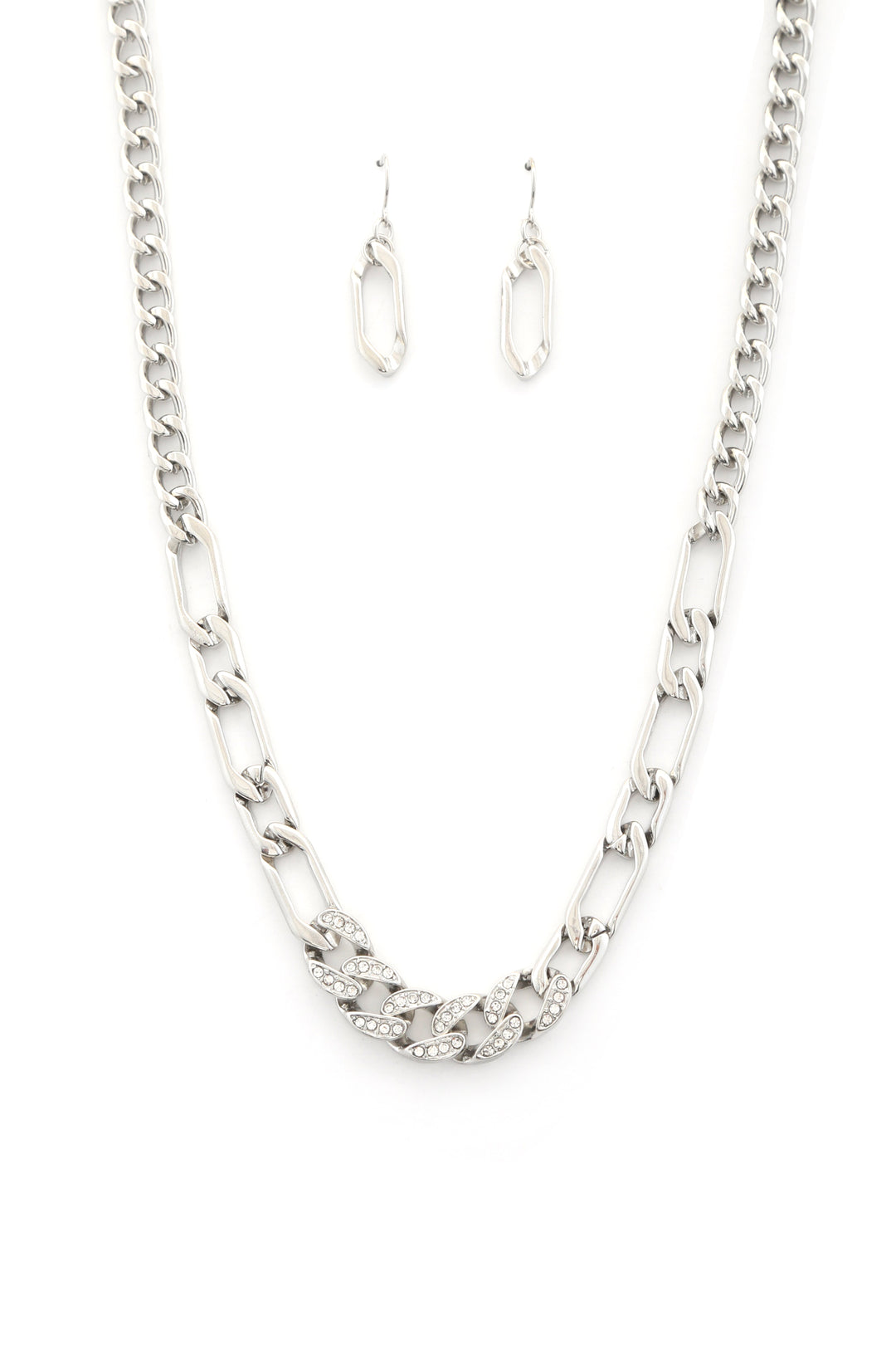 Figaro Link Rhinestone Metal Necklace