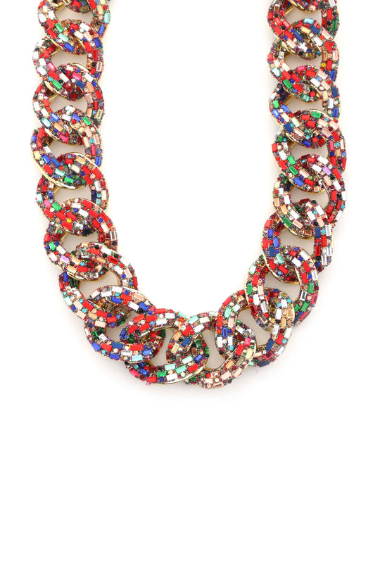 Rhinestone Curb Link Necklace