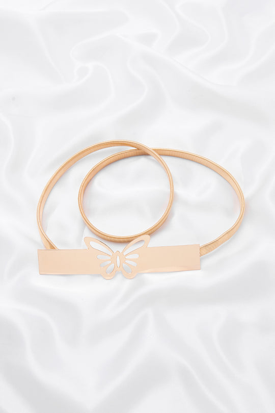 Plain Butterfly Bar Metal Stretch Elastic Belt