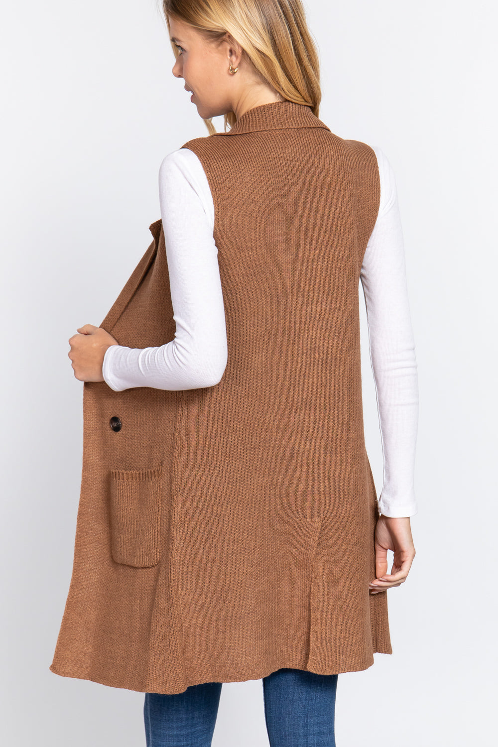 Sleeveless Long Sweater Vest