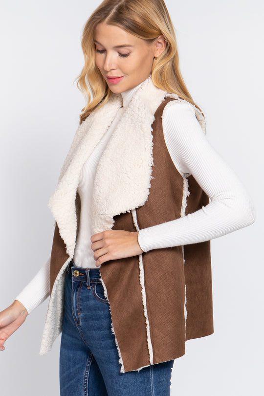 Shawl Faux Suede Fur Bonded Vest