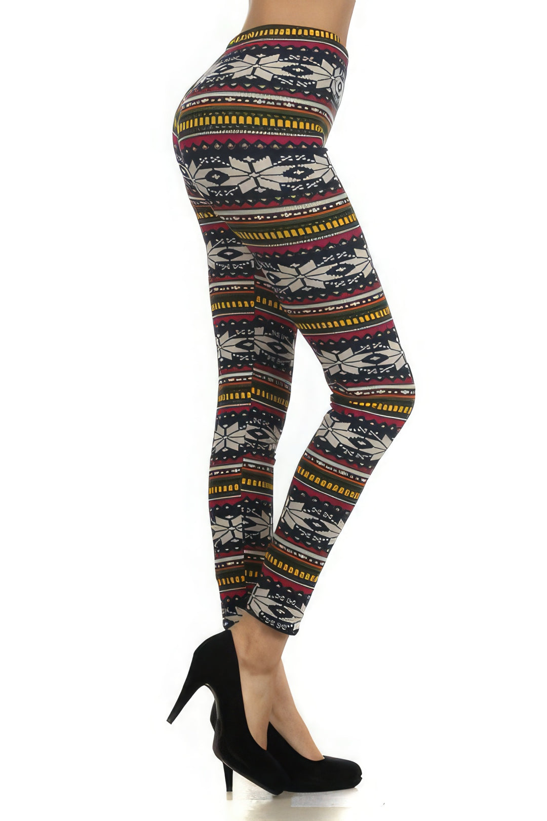 Fair Isle Printed, High Waist Knit Leggings